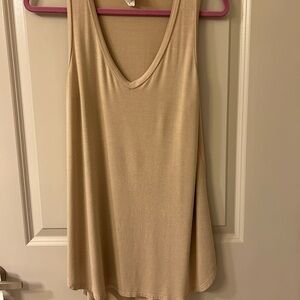 Tan Relaxed Sleeveless Tank Top